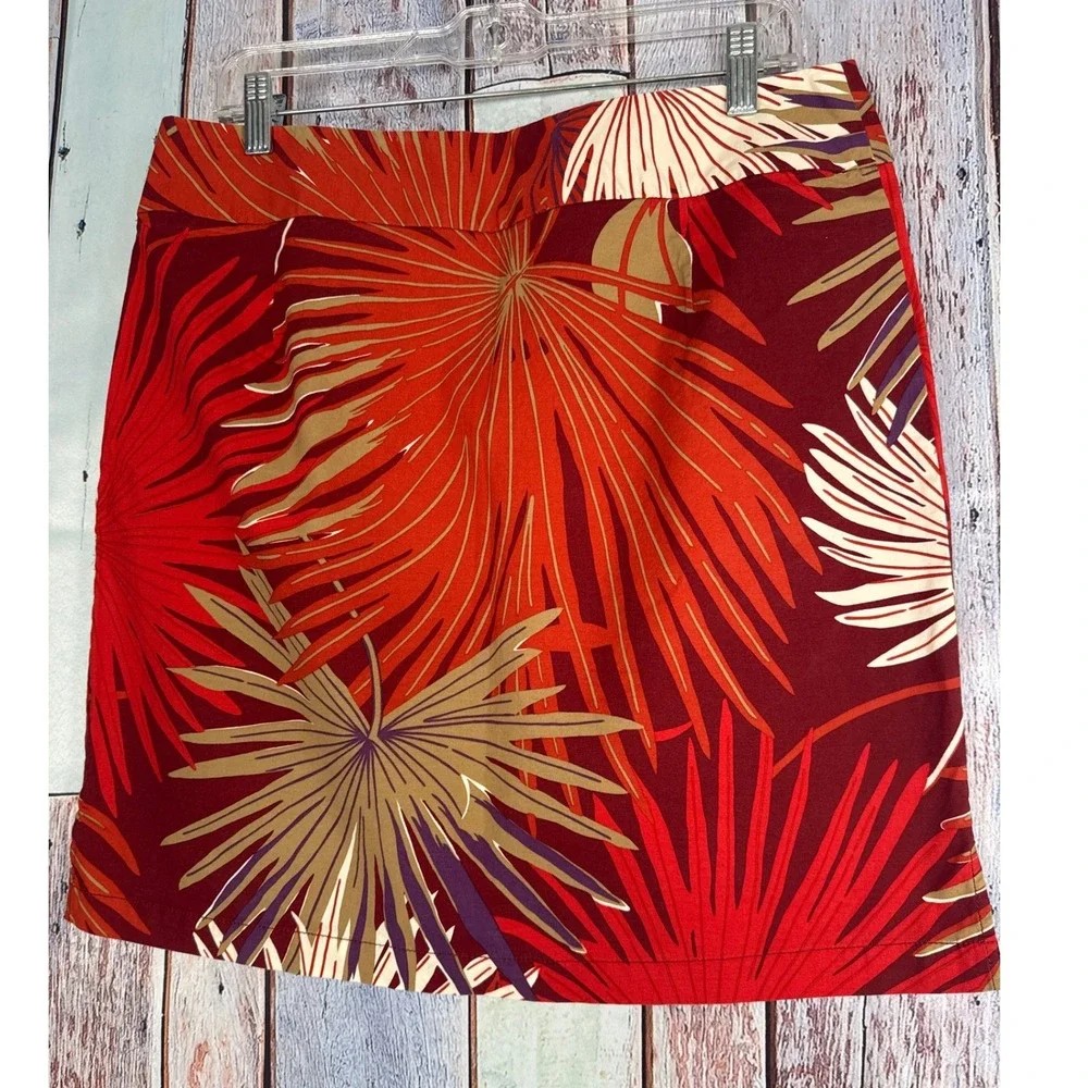 Gap Women's Hawaiian Tropical Palm Leaf Cotton Mini‎ Skirt Size 12 RN54023